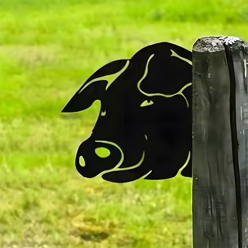 Peeping Cattle And Donkey Animals Outdoor Courtyard Garden Farm Ornaments Plug-in Metal Iron Decorations - DigiVirt