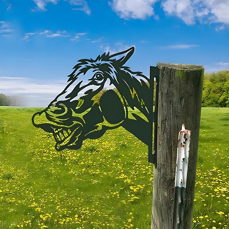 Peeping Cattle And Donkey Animals Outdoor Courtyard Garden Farm Ornaments Plug-in Metal Iron Decorations - DigiVirt