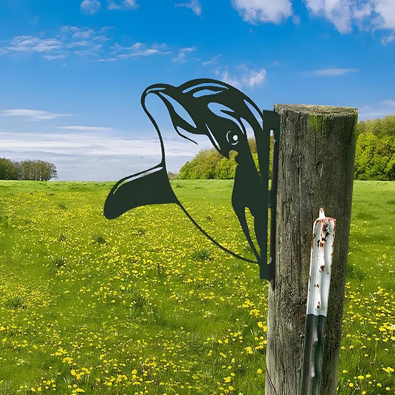 Peeping Cattle And Donkey Animals Outdoor Courtyard Garden Farm Ornaments Plug-in Metal Iron Decorations - DigiVirt