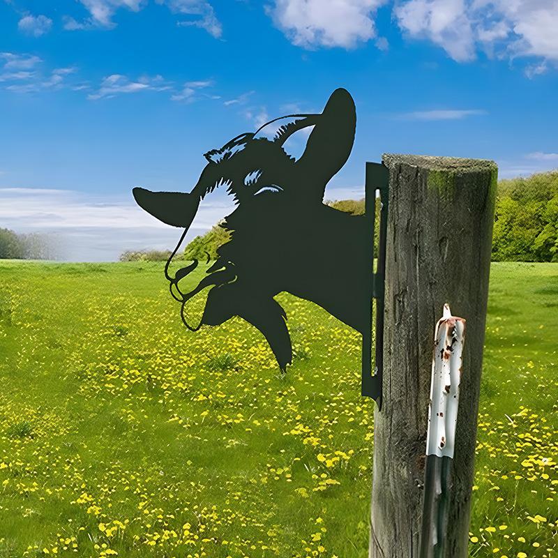Peeping Cattle And Donkey Animals Outdoor Courtyard Garden Farm Ornaments Plug-in Metal Iron Decorations - DigiVirt