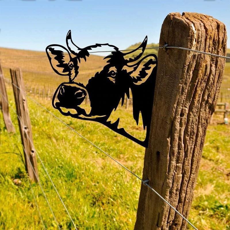 Peeping Cattle And Donkey Animals Outdoor Courtyard Garden Farm Ornaments Plug-in Metal Iron Decorations - DigiVirt