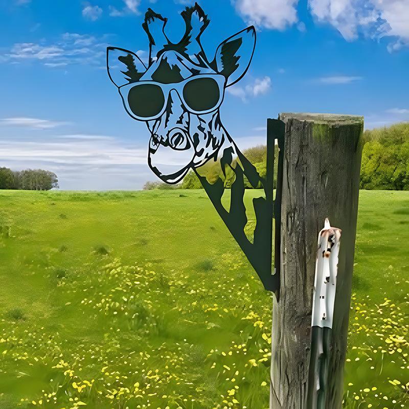 Peeping Cattle And Donkey Animals Outdoor Courtyard Garden Farm Ornaments Plug-in Metal Iron Decorations - DigiVirt