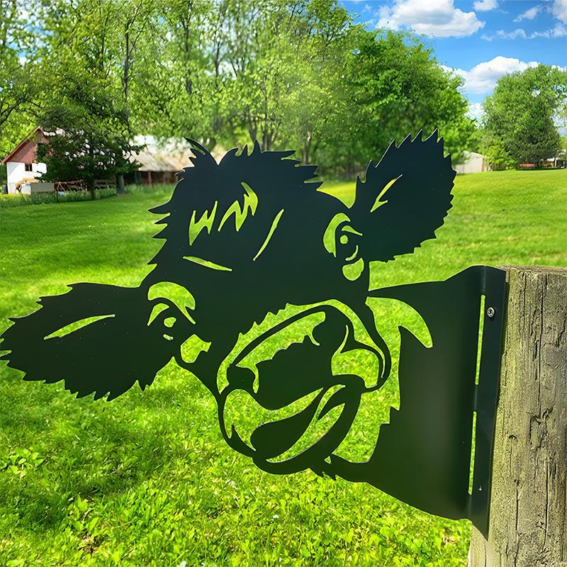 Peeping Cattle And Donkey Animals Outdoor Courtyard Garden Farm Ornaments Plug-in Metal Iron Decorations - DigiVirt