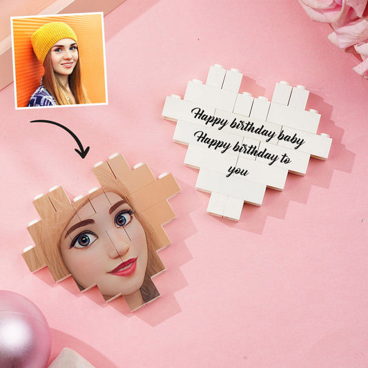 Personalised Building Brick Heart Custom Cartoon Avatar Block Christmas Gifts - DigiVirt