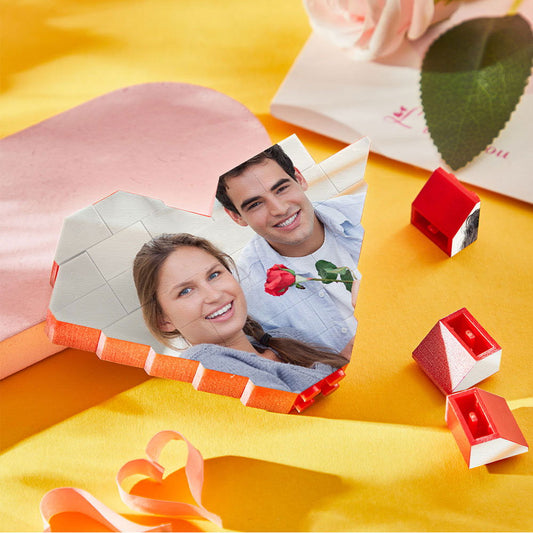 Personalised Building Brick Heart Valentine's Day Gifts Custom Photo Block Toy Home Decor For Lover - DigiVirt