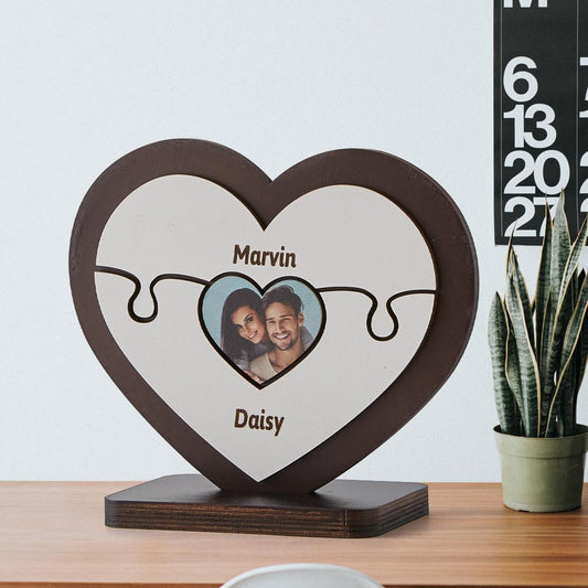 Personalised Name Heart Wooden Puzzle Ornaments Gifts for Mum - DigiVirt