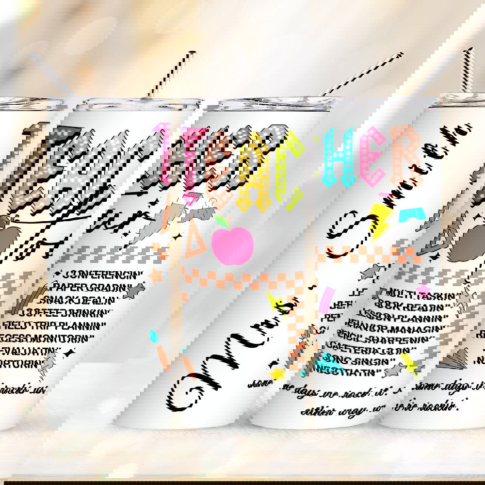 Personalized 20oz Skinny Tumbler with Straw Back to School Appreciation Gift for Teacher - DigiVirt