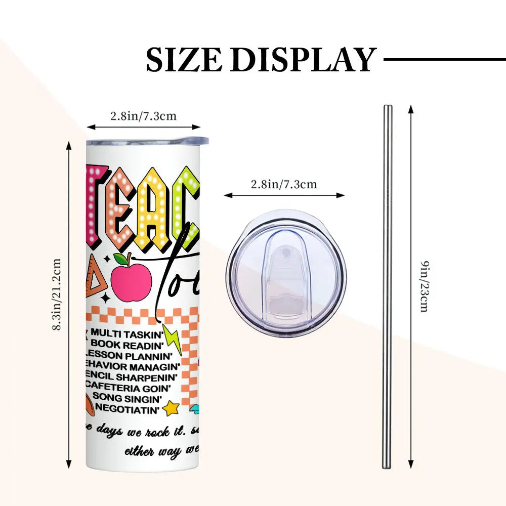 Personalized 20oz Skinny Tumbler with Straw Back to School Appreciation Gift for Teacher - DigiVirt