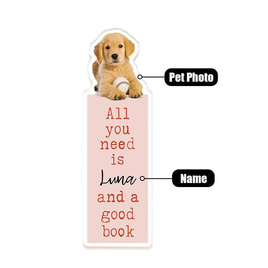 Personalized Acrylic Bookmark with Pet Photo Name Gift for Cat Dog Owner Book Lovers - DigiVirt