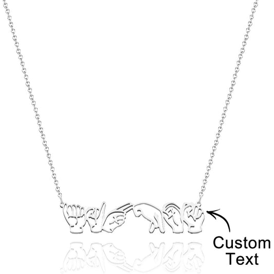 Personalized American Sign Language Necklace Gift for Hearing Impairment ASL Interpreter Teacher - DigiVirt