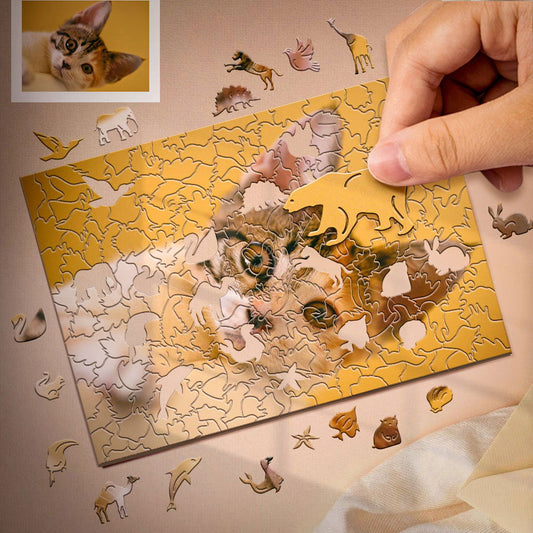 Personalized Animal Wood Puzzle Custom Jigsaw Puzzle with 1-4 Photos - DigiVirt
