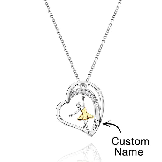 Personalized Ballet Dancing Girl Necklace with Name Necklace Jewelry Gift for Ballerina Lover - DigiVirt