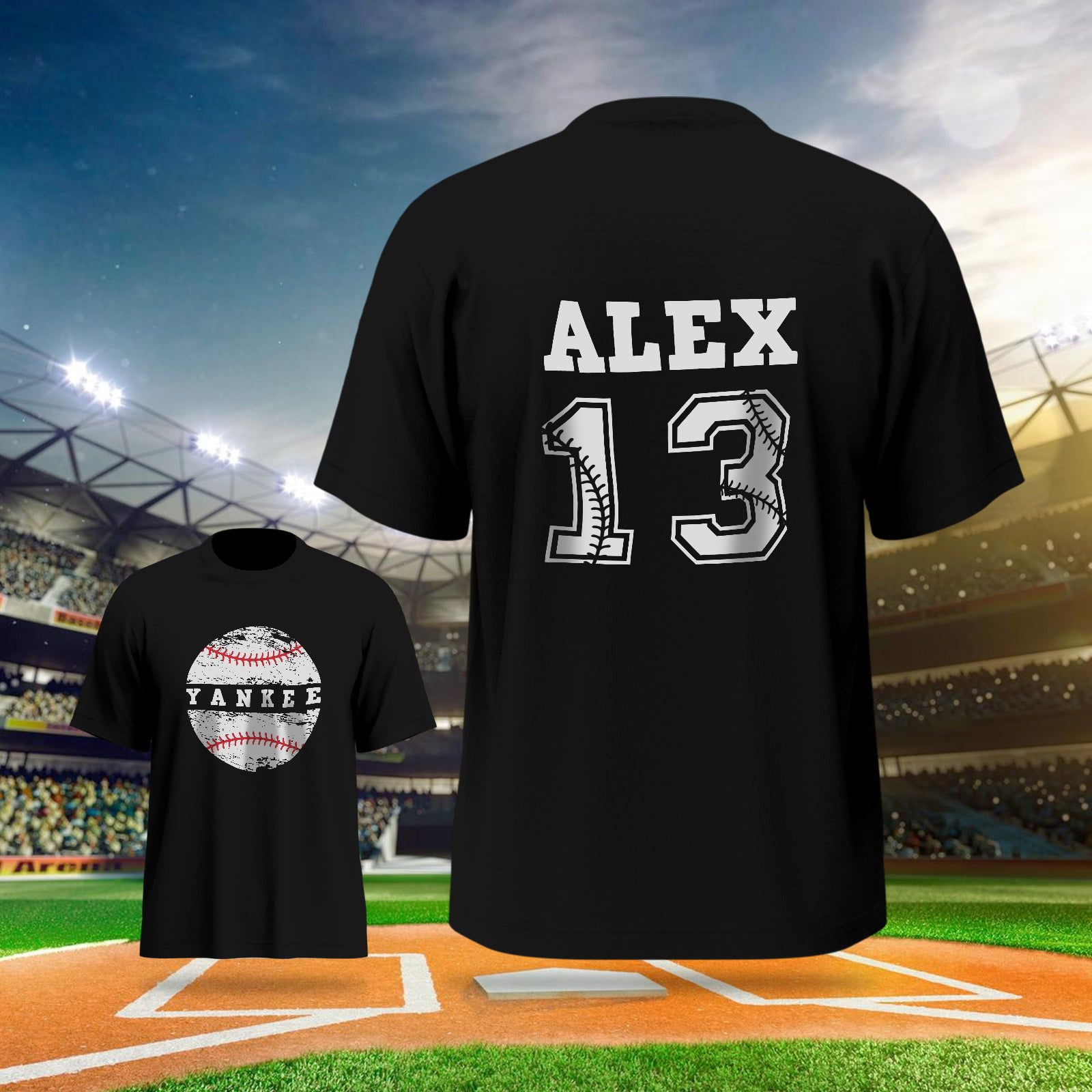 Personalized Baseball Name & Number Sports T-Shirt Back to School Gifts - DigiVirt