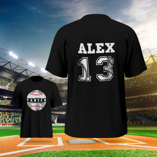 Personalized Baseball Name & Number Sports T-Shirt Back to School Gifts - DigiVirt