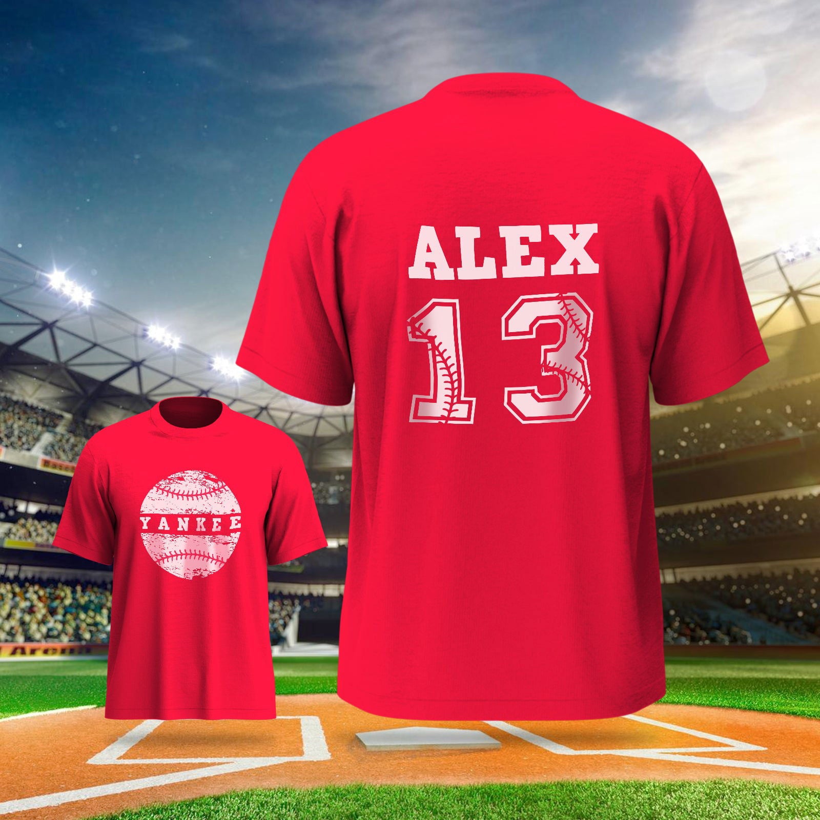 Personalized Baseball Name & Number Sports T-Shirt Back to School Gifts - DigiVirt