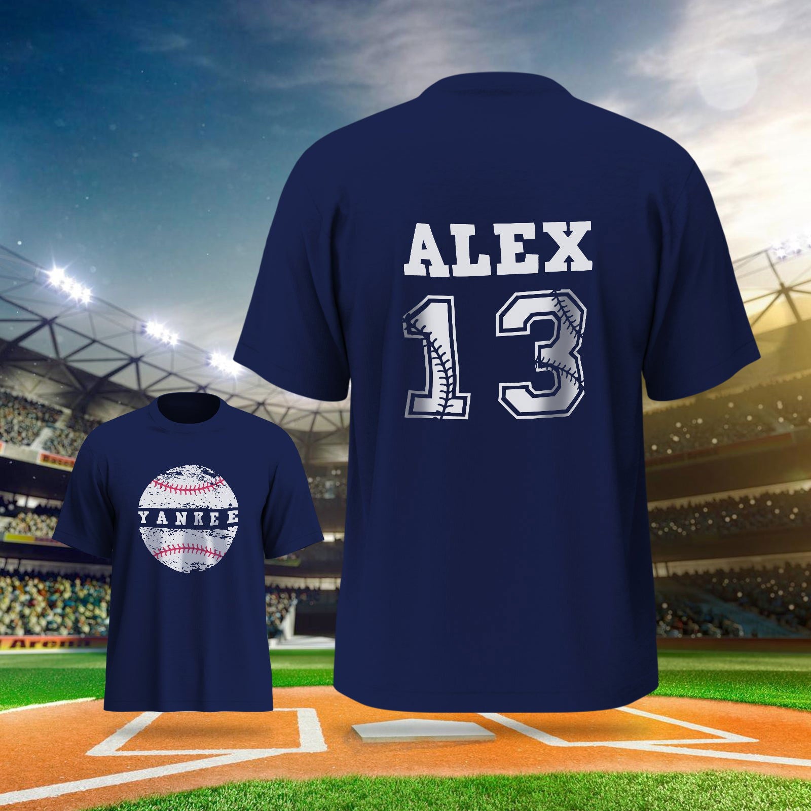 Personalized Baseball Name & Number Sports T-Shirt Back to School Gifts - DigiVirt