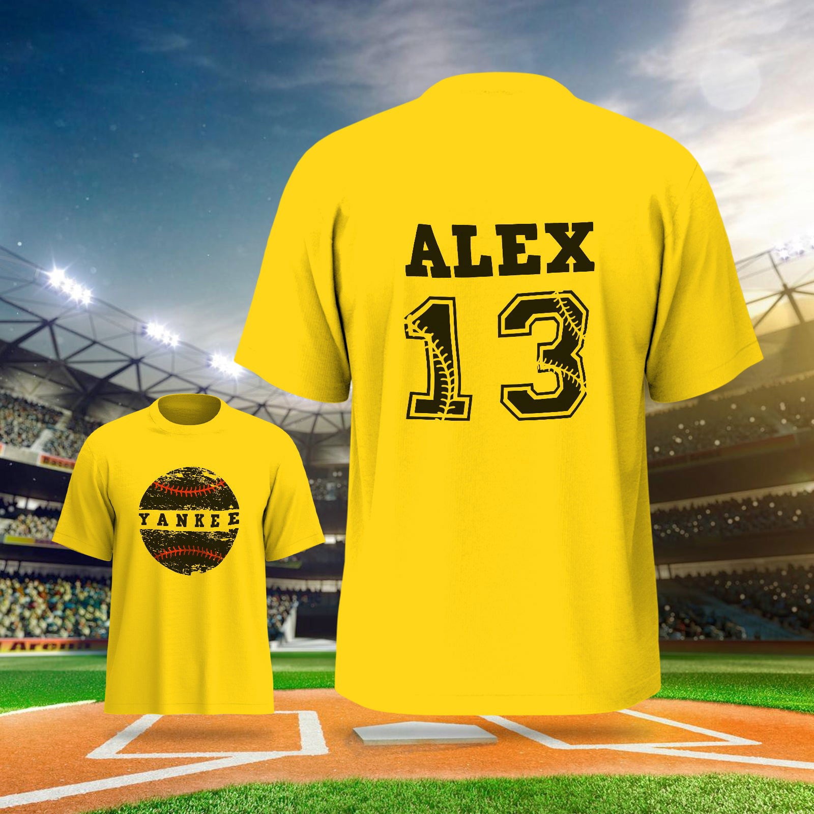 Personalized Baseball Name & Number Sports T-Shirt Back to School Gifts - DigiVirt
