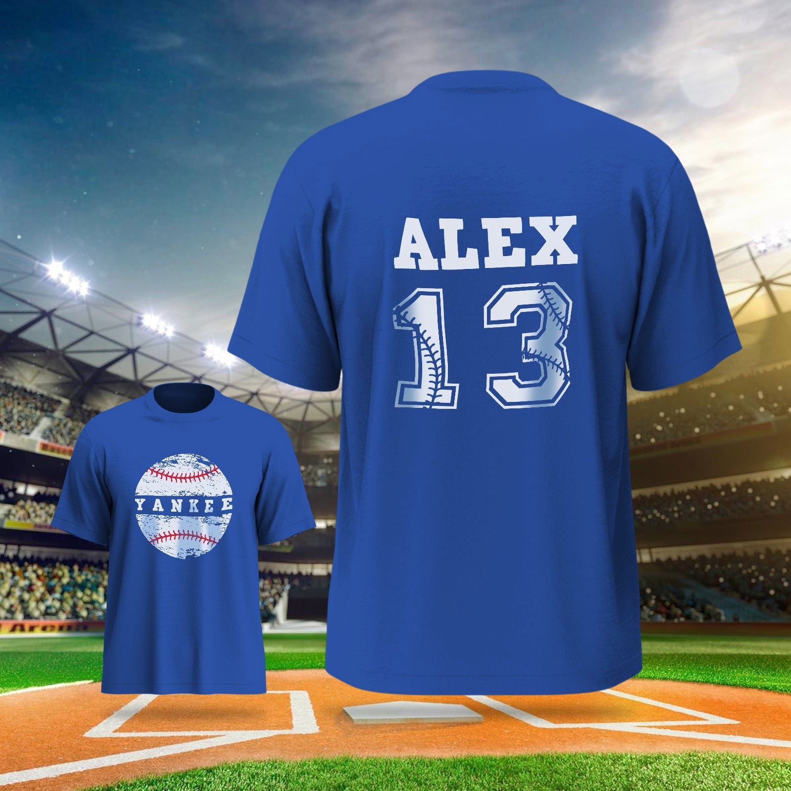 Personalized Baseball Name & Number Sports T-Shirt Back to School Gifts - DigiVirt
