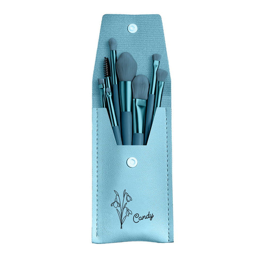 Personalized Birth Flower PU Leather Makeup Brush Bag with 8 Pcs Makeup Brushes Birthday Gift for Her - DigiVirt