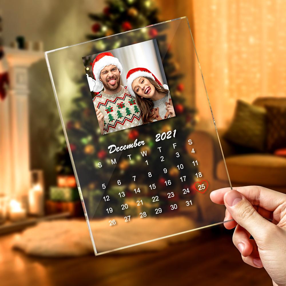 Personalized Calendar Photo Plaque Acrylic Desk Decor Christmas Gifts - DigiVirt