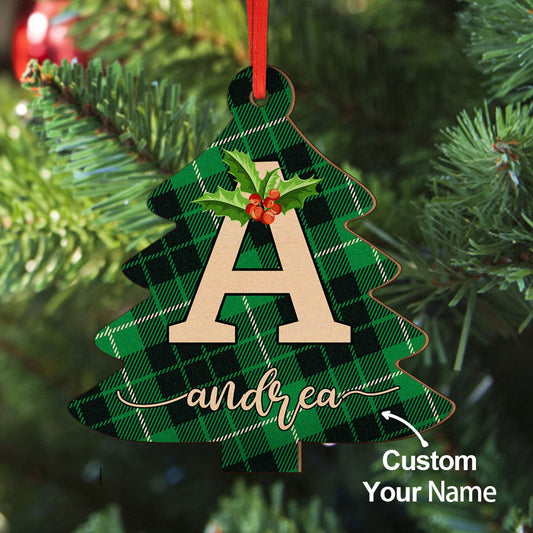 Personalized Christmas Initial Ornaments Custom Name Christmas Wood Ornament Decorations Gifts - DigiVirt