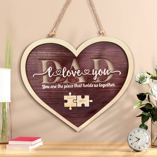 Personalized Dad Heart Puzzle Plaque You Are the Piece That Holds Us Together Father's Day Gift - DigiVirt