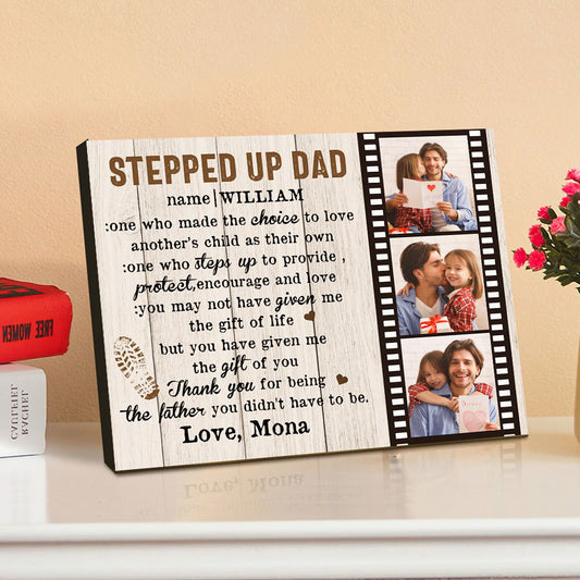 Personalized Dad Picture Frame Custom Stepped Up Dad Film Sign Father's Day Gift - DigiVirt