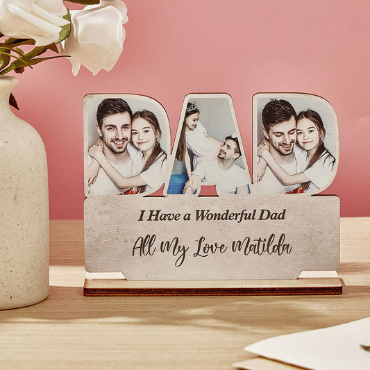 Personalized Dad Wooden Plaque Custom Photo Dad Plaque Ornament Father's Day Gift for Dad - DigiVirt