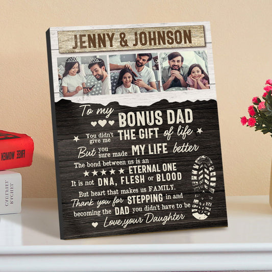 Personalized Desktop Picture Frame Custom Bonus Dad Sign Father's Day Gift - DigiVirt
