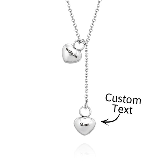 Personalized Double Heart Ashes Urn Pendant Necklace with Name Jewelry Keepsake Memorial Gift for Her - DigiVirt