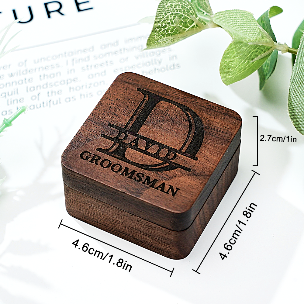 Personalized Engraved Cufflinks Set with Wooden Box Wedding Gift for Men Groomsmen - DigiVirt