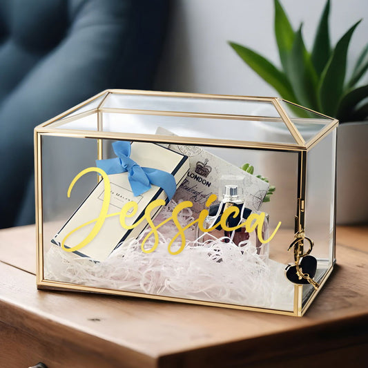 Personalized Engraved Glass Wedding Keepsake Box - DigiVirt