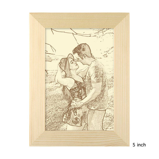 Personalized Engraved Photo Frame Wooden Sketch Effect - 6 Inches 8 Inches 10 Inches - DigiVirt
