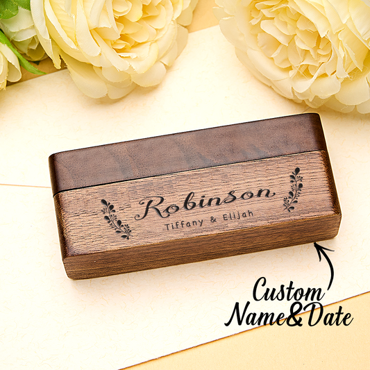 Personalized Engraved Wood Rings Bearer Box with Name Wedding Proposal Gift for Couple - DigiVirt