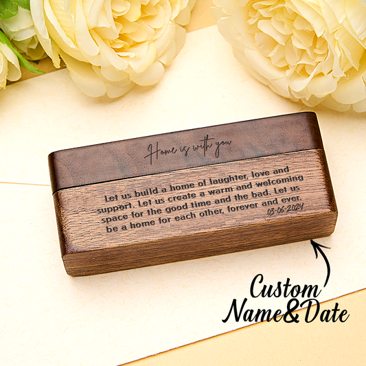 Personalized Engraved Wood Rings Bearer Box with Vow of Happiness Wedding Proposal Gift for Couple - DigiVirt