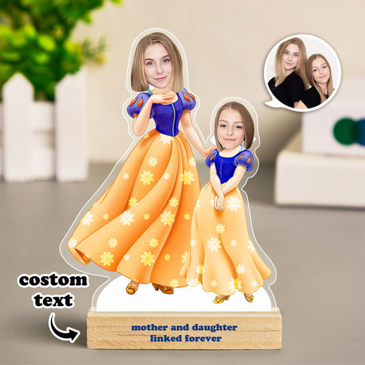 Personalized Face MiniMe Plaque Princess Mother and Daughter Desk Decor Gifts for Mom - DigiVirt