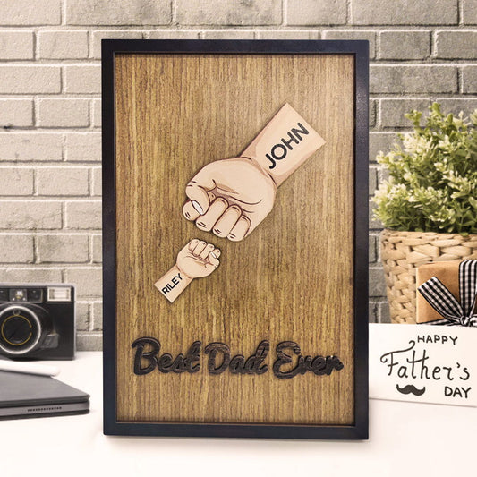 Personalized Father's Day Fist Bump Sign with Name Wooden Plaque Decor Gift for Dad - DigiVirt