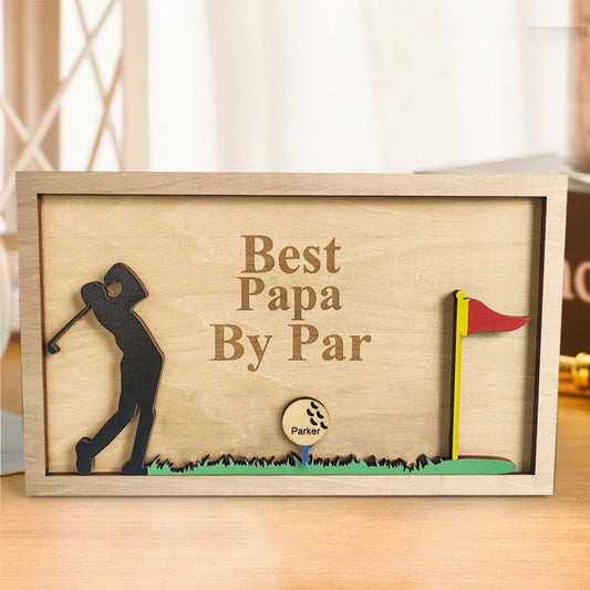 Personalized Father's Day Wooden Golf Sign Engraved Name Plaque Gift for Dad Grandpa - DigiVirt