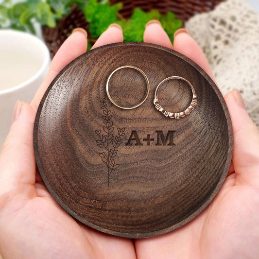 Personalized Floral Ring Dish Engagement Wedding Jewelry Tray Gift for Her - DigiVirt