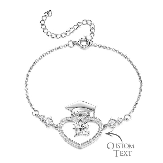 Personalized Graduation Cap Bracelet with Name for Class of 2024 Graduation Gift for Her - DigiVirt