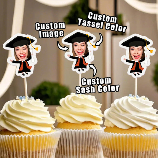 Personalized Graduation Cupcake Toppers Cake Decorations Party Favors Gift - DigiVirt