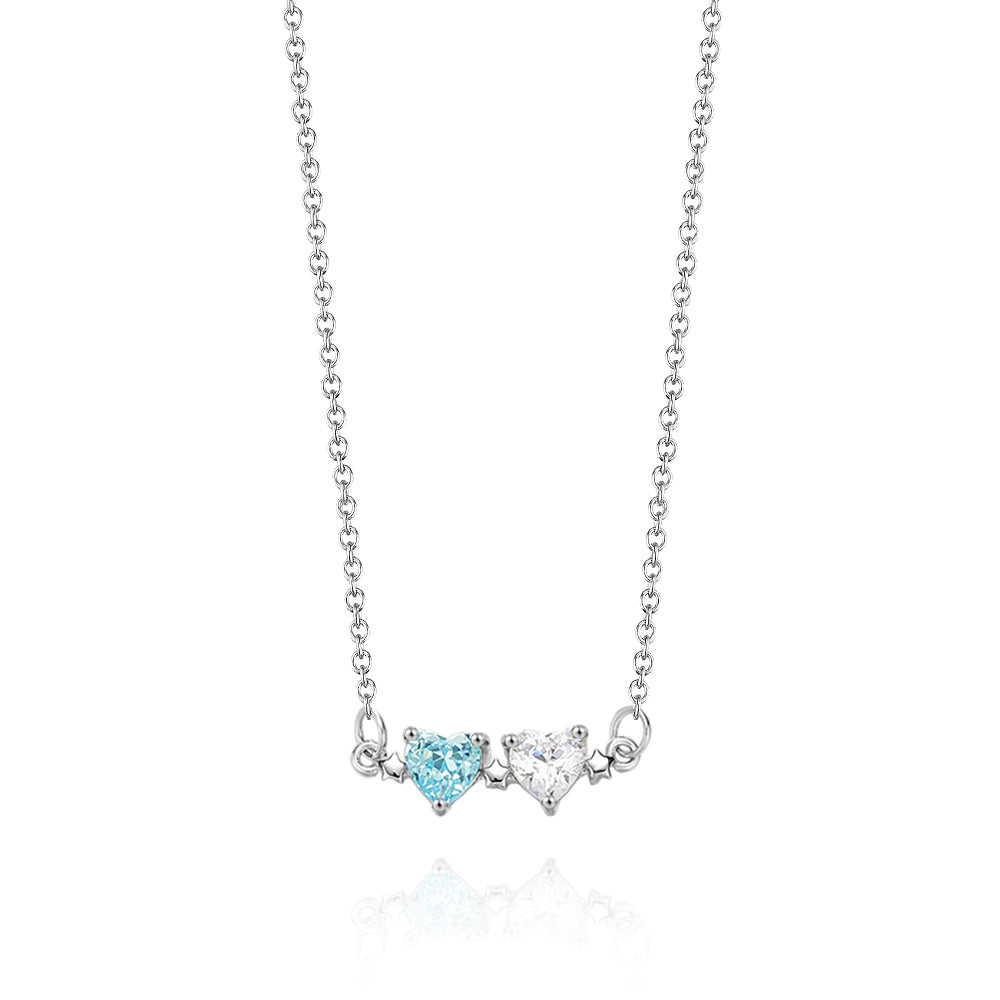 Personalized Heart-Shaped Birthstone Necklace Anniversary Birthday Gift for Her - DigiVirt