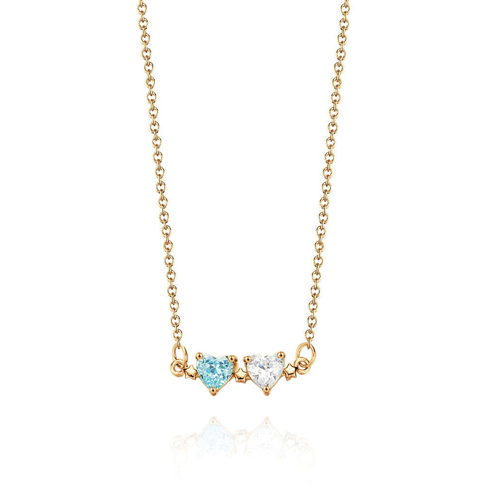 Personalized Heart-Shaped Birthstone Necklace Anniversary Birthday Gift for Her - DigiVirt