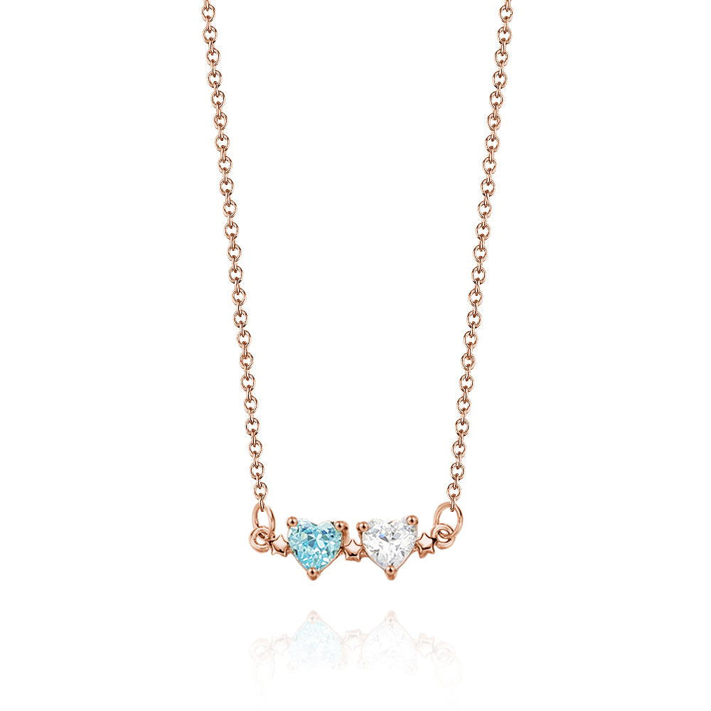 Personalized Heart-Shaped Birthstone Necklace Anniversary Birthday Gift for Her - DigiVirt