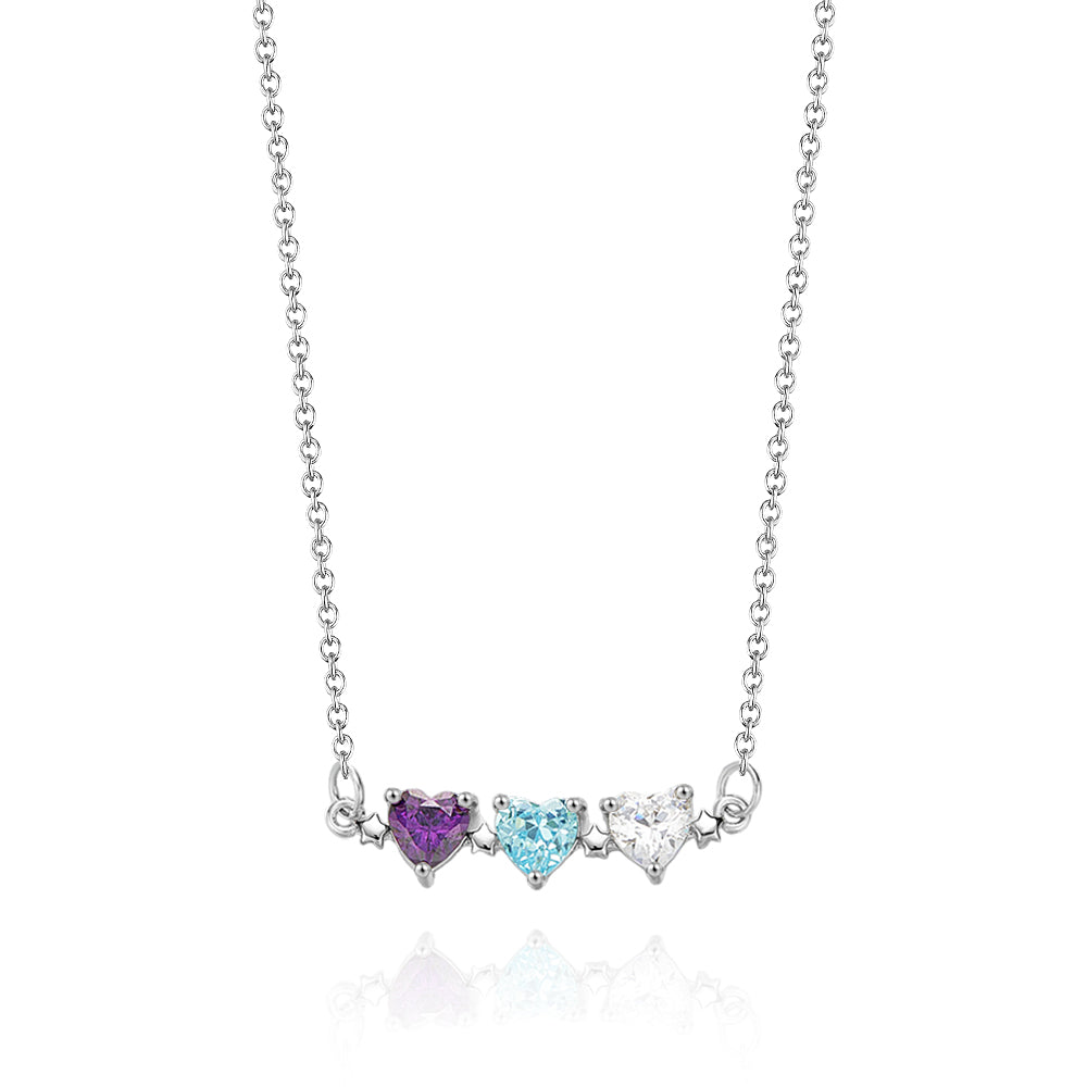 Personalized Heart-Shaped Birthstone Necklace Anniversary Birthday Gift for Her - DigiVirt
