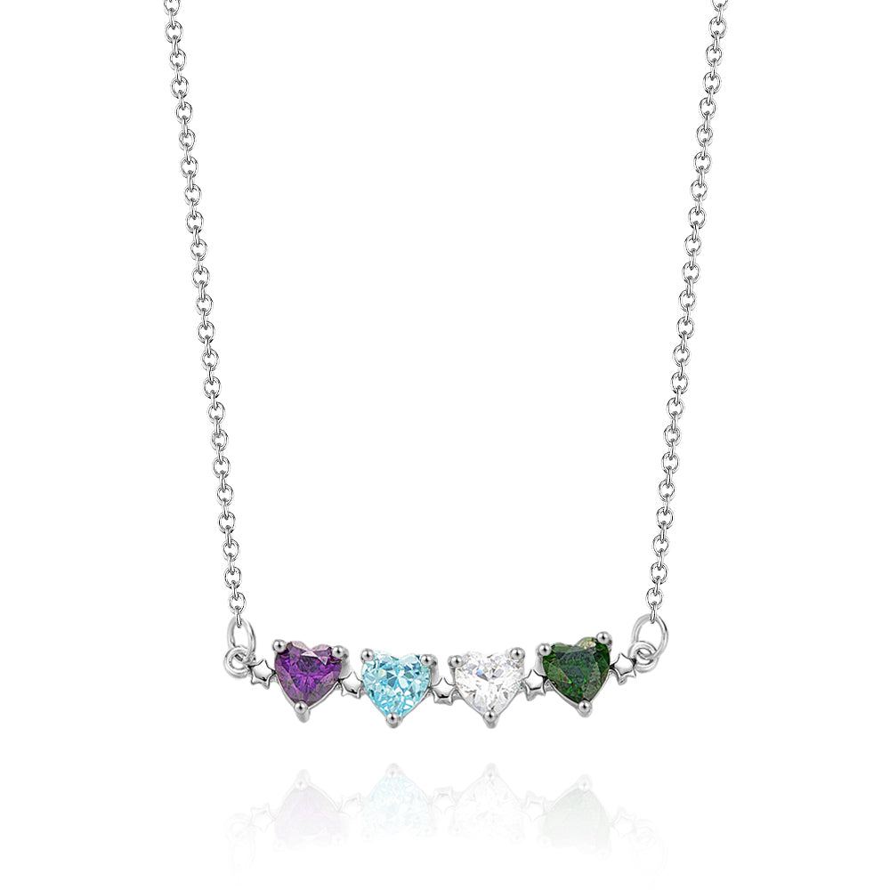 Personalized Heart-Shaped Birthstone Necklace Anniversary Birthday Gift for Her - DigiVirt