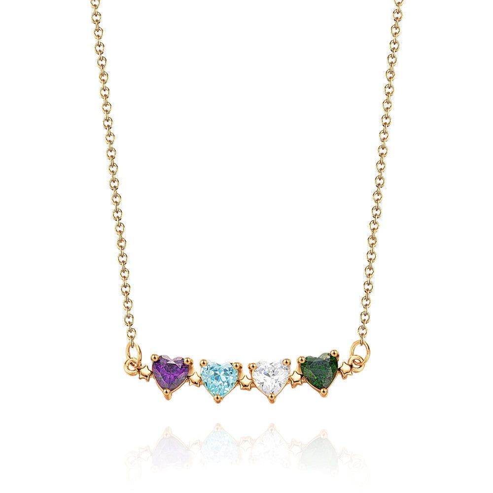 Personalized Heart-Shaped Birthstone Necklace Anniversary Birthday Gift for Her - DigiVirt