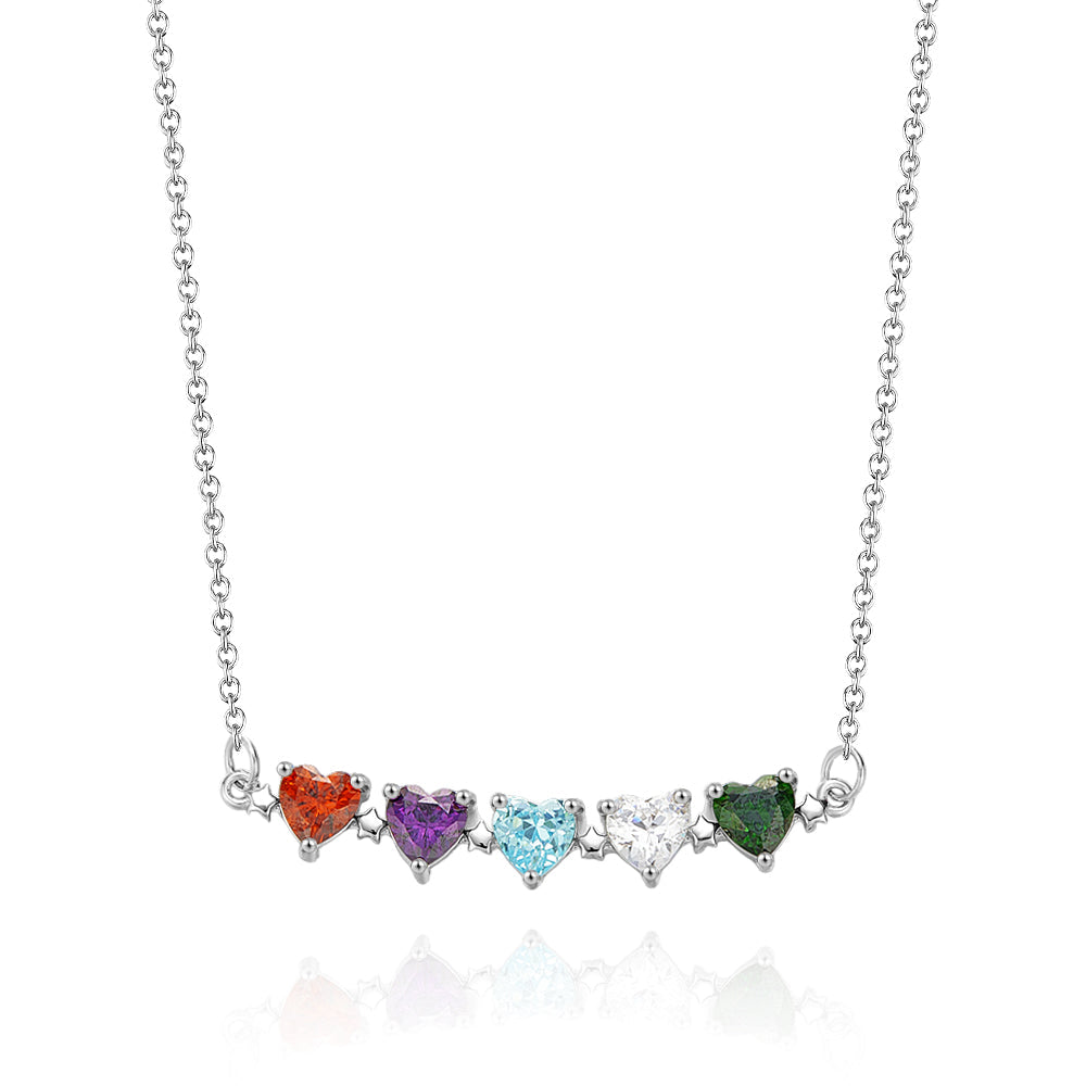 Personalized Heart-Shaped Birthstone Necklace Anniversary Birthday Gift for Her - DigiVirt