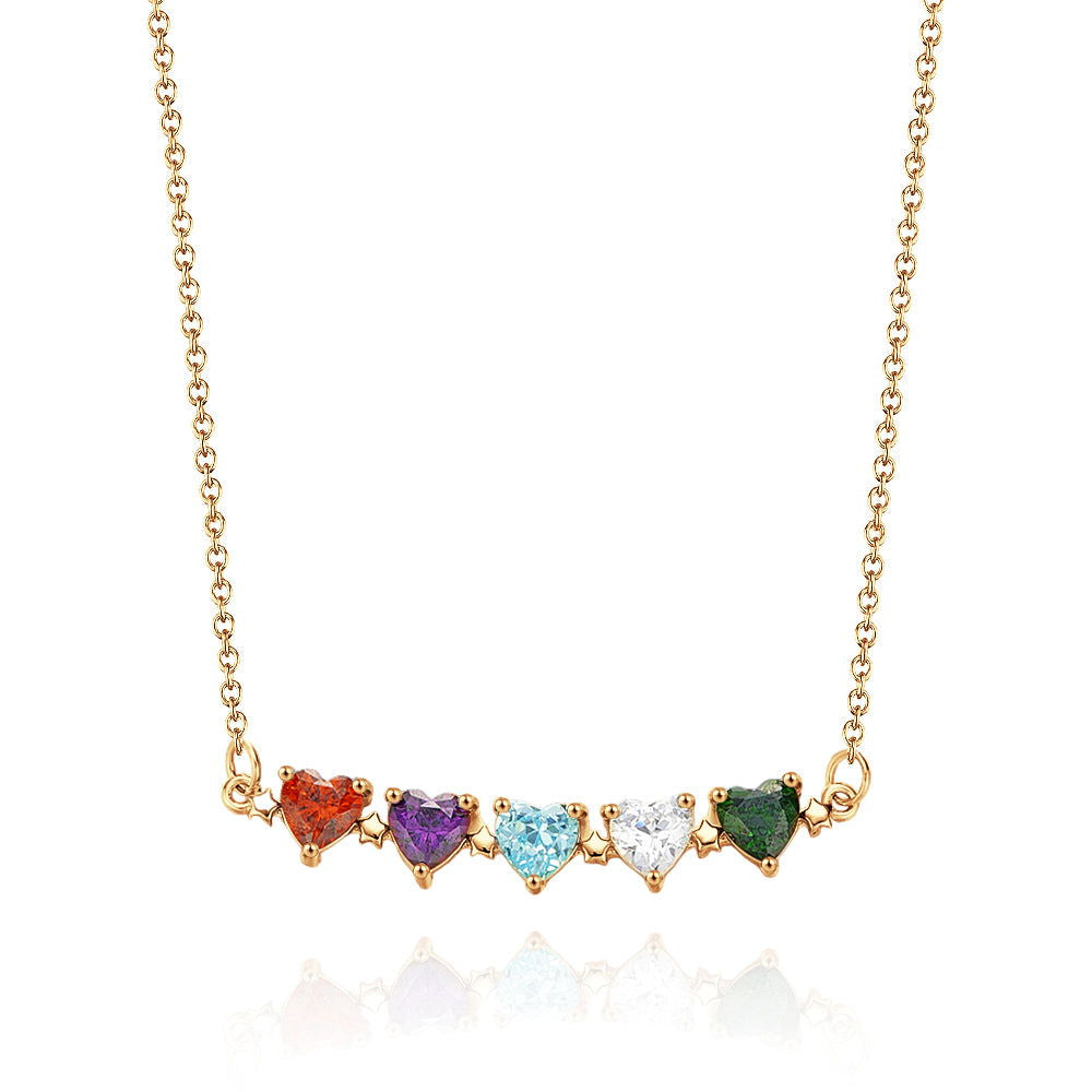 Personalized Heart-Shaped Birthstone Necklace Anniversary Birthday Gift for Her - DigiVirt