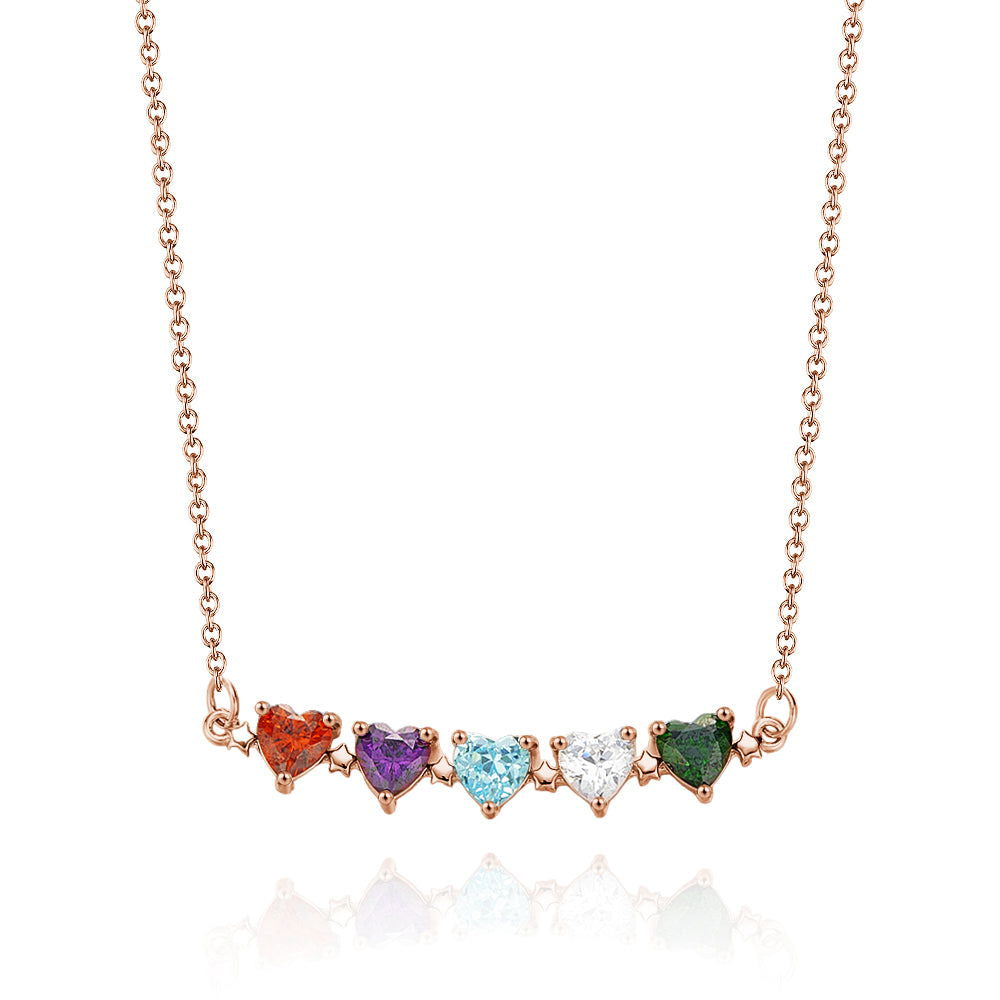 Personalized Heart-Shaped Birthstone Necklace Anniversary Birthday Gift for Her - DigiVirt